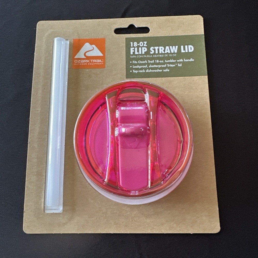 Ozark Trail Pink 18oz Flip Straw Lid Fits Ozark Trail 18oz Tumbler With Handle